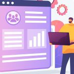 Client database analysis. Marketing strategy, CRM planning, target audience research. Expert, analyst studying end user preferences, profiles. Vector isolated concept metaphor illustration